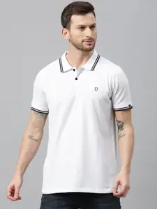 Urbano Fashion Men White Solid Slim Fit Polo Collar Pure Cotton T-shirt