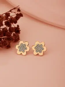 Carlton London Gold-Plated CZ Studded Floral Studs