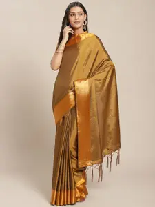 Saree mall Mustard Brown Micro Ditsy Woven Design Saree