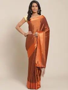 Saree mall Rust Orange Geometric Self Design Saree