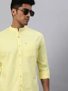 WROGN Men Yellow Slim Fit Solid Casual Shirt