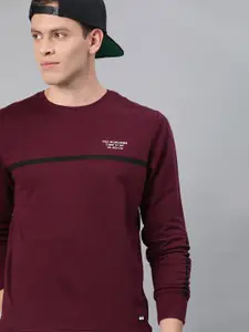 WROGN Men Maroon Solid Sweatshirt