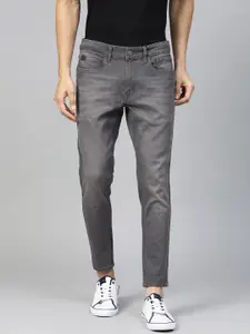 WROGN Men Charcoal Grey Skinny Fit Mid-Rise Clean Look Cropped Stretchable Jeans