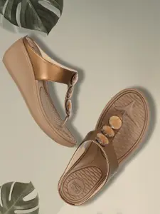 Bata Women Gold-Toned Solid Sandals