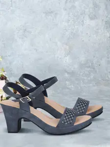 Bata Women Blue & Black Embellished Platform Heels