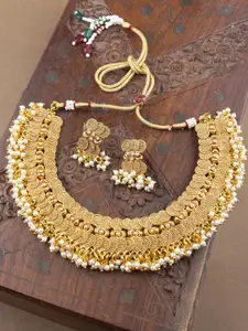 AccessHer Gold-Plated Handcrafted Antique Necklace & Earring Set