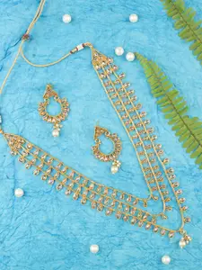 AccessHer Gold-Plated Handcrafted Antique Mala Necklace & Earring Set