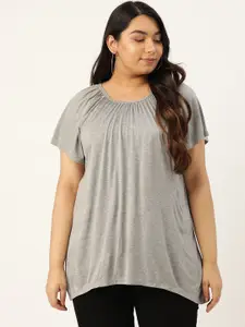 Rute Women Grey Melange Solid Plus Size Top