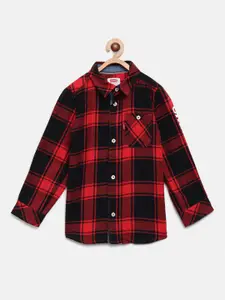 Levis Boys Red & Black Regular Fit Checked Casual Shirt