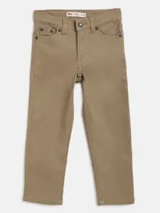 Levis Boys Khaki Solid 502 Stay Dry Tapered Fit Mid-Rise Stretchable Jeans