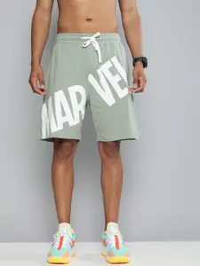 Kook N Keech Marvel Men Grey Melange Printed Regular Fit Regular Shorts