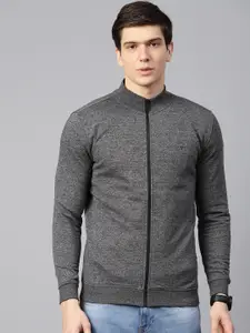 Van Heusen Men Charcoal Grey Solid Sweatshirt