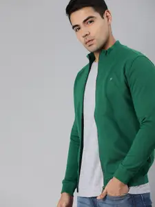 Van Heusen Men Green Solid Sweatshirt