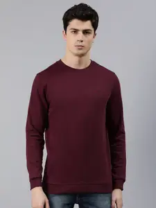 Van Heusen Sport Men Maroon Solid Pullover Sweatshirt