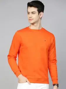 Van Heusen Men Orange Solid Sweatshirt