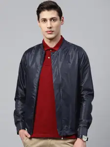 Van Heusen Men Navy Blue Solid Tailored Jacket