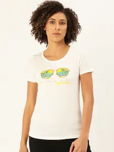 Undercolors of Benetton Women White Printed Round Neck Lounge T-shirt