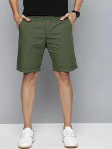 Mast & Harbour Men Green Printed Regular Fit Chino Sustainable Shorts