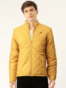 Flying Machine Men Mustard Yellow Solid Quilted Jacket