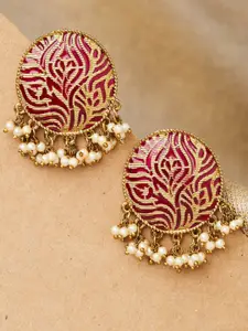Fida Gold & Fuchsia Circular Studs