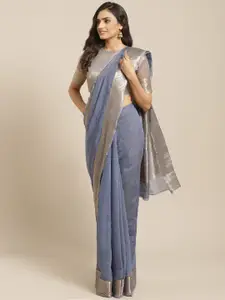 Saree mall Blue & Golden Woven Design Saree
