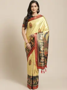 Saree mall Yellow & Maroon Printed Saree