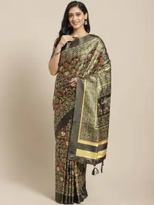 Saree mall Olive Green & Cream-Coloured Printed Saree