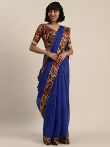 Silk Bazar Blue Silk Blend Solid Bhagalpuri Saree