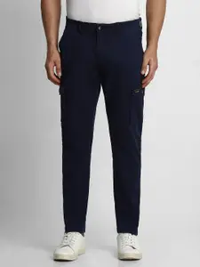 Louis Philippe Jeans Men Navy Blue Solid Cargos