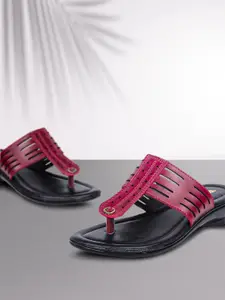 Bata Women Maroon Solid Sandals