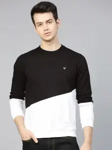 Allen Solly Men Black & White Colourblocked Sweatshirt
