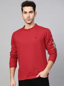 Allen Solly Sport Men Red Solid Sweatshirt
