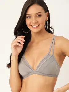 DressBerry Grey Solid Non-Wired Non Padded Plunge Bra PM-SC-PM-PN-01