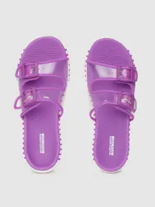 Skechers Women Purple Solid Go Walk Smart Open Toe Flats