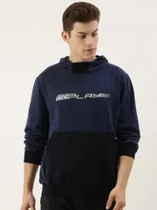 Proline Active Men Navy Blue Printed Hooded Sweatshirt