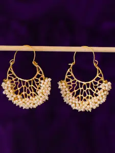Sukkhi Gold-Plated Handcrafted Pearls Chandbali Earrings