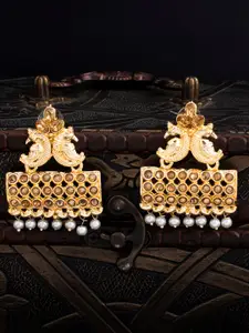 Sukkhi Gold-Plated Peacock Shaped Drop Earrings
