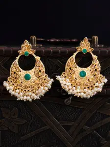 Sukkhi Gold-Plated & Brown Crescent Shaped Filigree Chandbalis