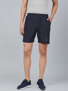 CHKOKKO Men Navy Blue Solid Regular Fit Sports Running Shorts