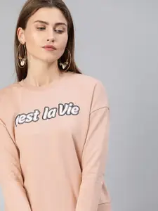 ONLY Women Pink & White Printed Sweatshirt