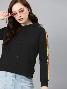 ONLY Women Black Solid Hooded Sweatshirt