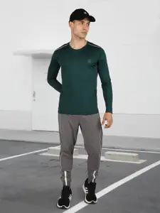 Chkokko Men Green Solid Round Neck Gym T-shirt