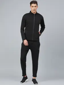 CHKOKKO Men Black Solid Gym Track Suit