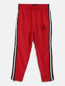 Jordan Boys Red Solid Jumpman Air Suit Track Pants With Side Stripes