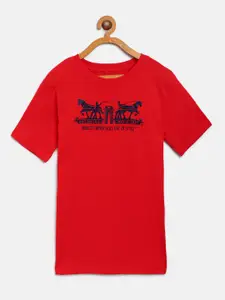 Levis Boys Red Printed Round Neck T-shirt