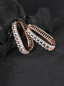 Priyaasi Rose Gold-Plated AD-Studded Handcrafted Oval Hoop Earrings