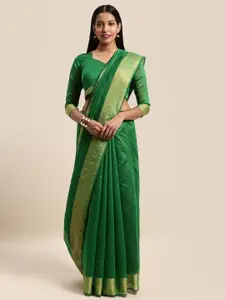 Silk Bazar Green & Gold-Toned Silk Cotton Dyed Saree