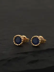 Carlton London Navy Blue Gold-Plated Stone Studded Circular Studs