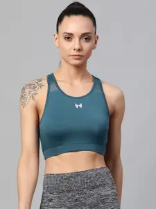 skyria Teal Blue Solid Non-Wired Non Padded Rapid Dry Sports Bra SSU011B1XS
