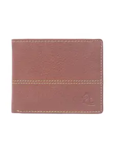 Kara Men Orange Solid Leather Two Fold Wallet